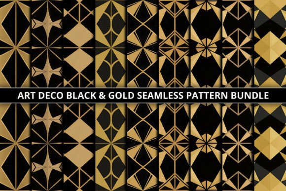 Art Deco Black & Gold Pattern Bundle