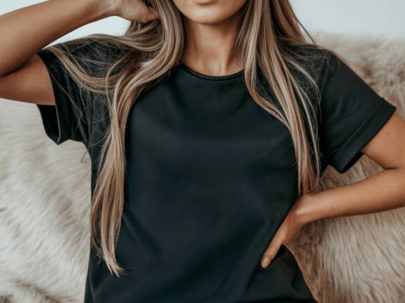 Black T-Shirt Mockup: Luxury Aesthetic Showcase