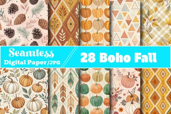 Boho Fall Digital Paper Set: Elevate Your Designs