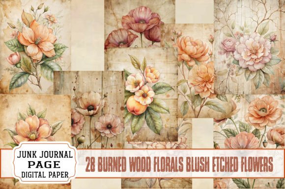 Burned Wood Florals: Blush Etched Flower Designs