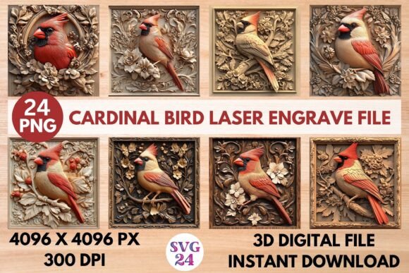 Cardinal Bird Laser Engrave File: A Stunning 3D Design Asset