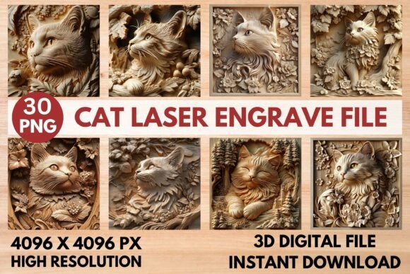 Cat Laser Engrave File: Premium 3D Designs for Your Projects