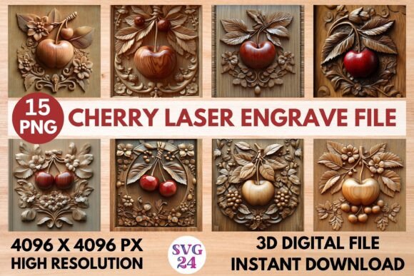 Cherry Laser Engrave File: Premium 3D PNG Designs