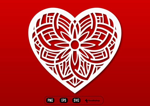 Detailed Mandala Heart Clipart: Elegant Design for Crafts