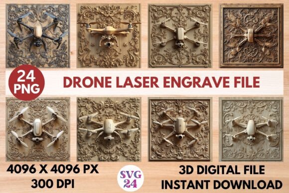 Drone Laser Engrave File: Premium 3D Design Assets