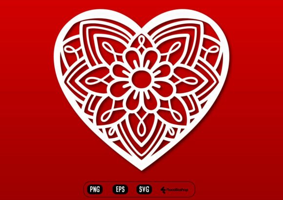 Floral Zentangle Heart Cut File: Intricate Mandala Design
