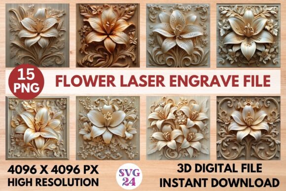 Flower Laser Engrave File: Stunning 3D Designs