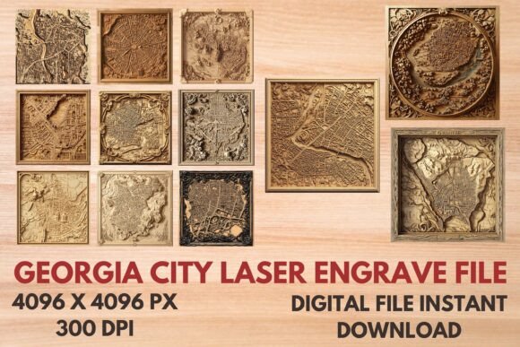 Georgia City Laser Engrave File: 3D Designs for Crafting