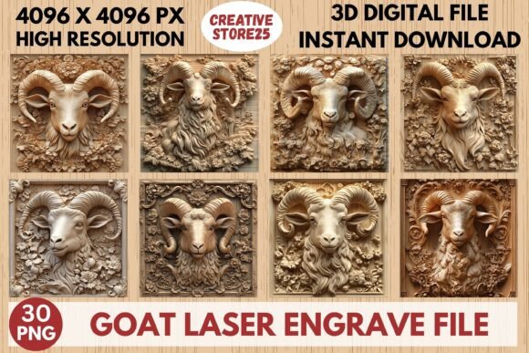 Goat Laser Engrave File: Premium PNG for Crafters
