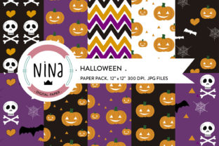 Halloween Digital Paper Pack: Pumpkins & Spooky Designs