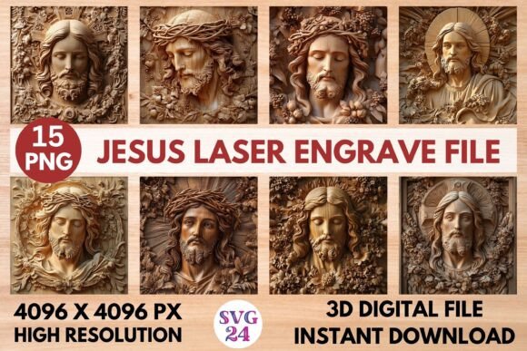 Jesus Laser Engrave File: Premium 3D Design for Your Projects