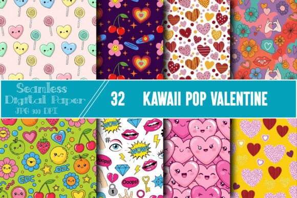 Kawaii Pop Valentine Pattern: Adorable Design for Every Project