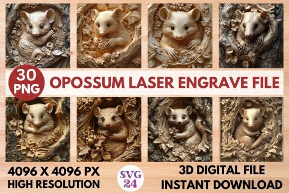 Opossum Laser Engrave File: Premium Design for Your Projects