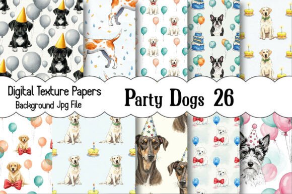 Party Dogs Seamless Digital Paper: Creative Design Asset