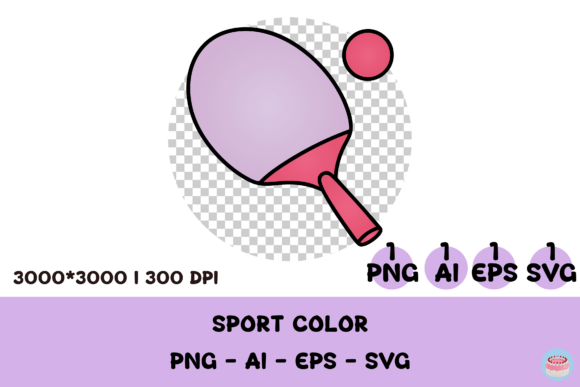 Purple Ping Pong Paddle Clipart SVG PNG for Designers