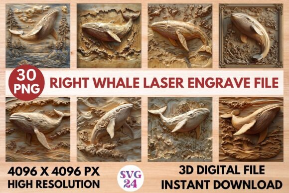 Right Whale Laser Engrave File: 3D PNG for Stunning Projects