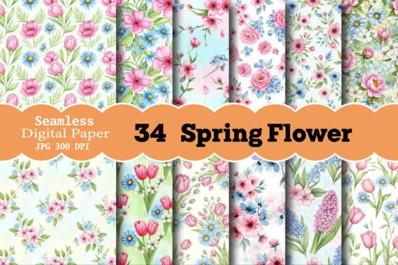 Seamless Spring Flower Papers: Your Creative Toolkit