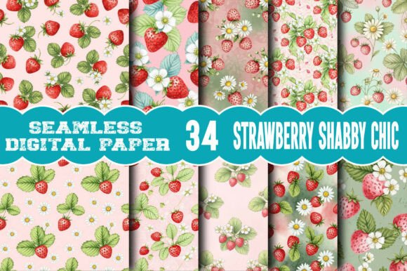 Strawberry Shabby Chic Digital Paper: A Designer's Delight