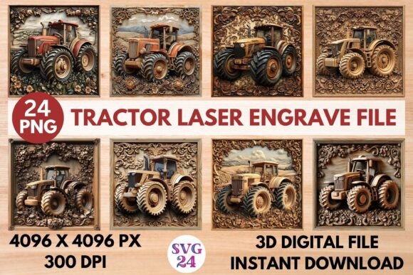 Tractor Laser Engrave File: Creative Designs Ready for Your Projects