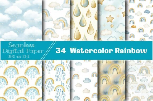 Watercolor Rainbow Digital Papers: A Creative Asset for Every Project