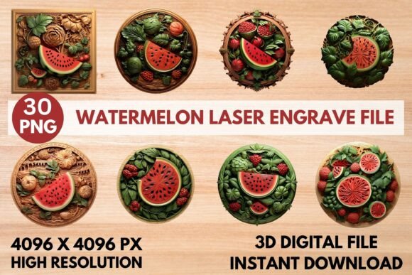 Watermelon Laser Engrave File: Premium 3D Design for Your Projects